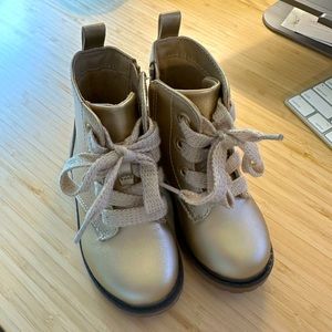 Toddler size 7 gold lace up boot